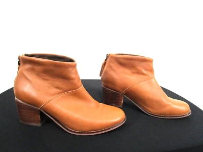 Usado en excelente estado! Botines TOMS Leila Marrón Cuero Tacón Bloque Borla Cremallera Mujer Talla 6 Foto 1 de 4