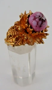 Neugablonz Dieter Knobloch: Damenring Jugendstil Blüte mit Rhodonit (102940) - Picture 1 of 5