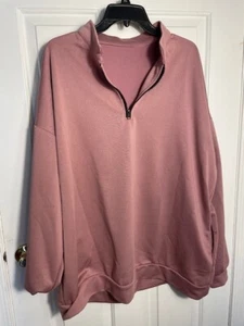Damas 2XL Poliéster Cómodo y Elegante Rosa Cuarto Cremallera Sudadera Cálido - Imagen 1 de 3