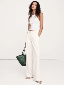 Banana Republic L Everyday Wide-Leg Linen Pant Cream White #713516 - Picture 1 of 9