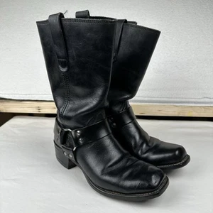 Botas de motocicleta de cuero negras Sears de colección para hombre 7,5 D motociclista punta cuadrada EE. UU. - Imagen 1 de 11