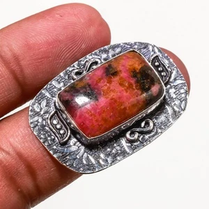 Rhodonite Gemstone Ring Handmade Antique Design Fashion Gift Jewelry 7" FR 551 - Picture 1 of 7