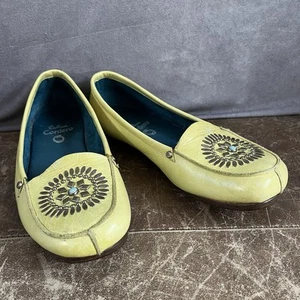 Calleen Cordero Flat Shoes Womens 6 Light Yellow Sky Moccasins Leather Turquoise - Picture 1 of 16