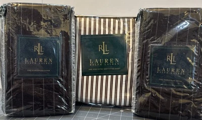 Ralph Lauren Metropolitan Place Marrón Euro Shams Par y Sábana Ajustable King  Foto 1 de 4