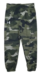 Under Armour Boys Camo Jogger Pants Size 5 Green Black Elastic Waist Fleece - Picture 1 of 2