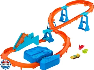 Hot Wheels Toy Car Track Set, Deluxe Building Box with Motorized Booster, 1:6 - Picture 1 of 5