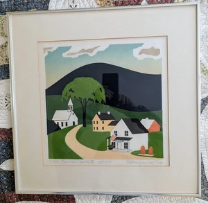 GREEN MOUNTAIN SPRING III WOODBLOCK  PRINT by SABRA JOHNSON FIELD!  SIGNED! - Picture 1 of 6