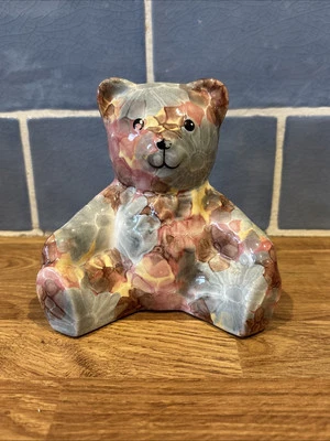 Park Rose Ceramic Bear Vintage 90s Ornament 10cm Tall Pastel Bridlington  (B3) - Image 1 of 4