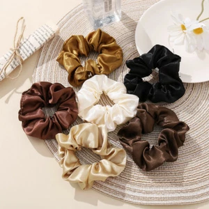 6pcs Satin Scrunchies Hair Bands Silk Scrunchie Ties Pony Tail Holder Set Decor - Picture 1 of 11
