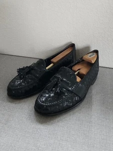 C) Bragano eMen's 11W BLACK Leather Tassel Loafer Dress shoes Italy - Picture 1 of 9