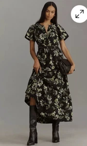 Anthropologie The Somerset Maxi Dress size S NWT Black Green Floral mspr 168 - Picture 1 of 7