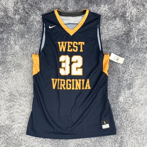 West Virginia Mountaineers Jersey Mens Large Blue Elite Posterize Basketball #32 Cover