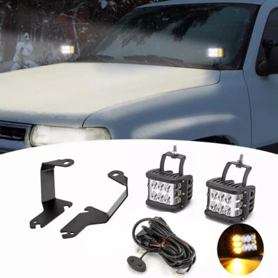 For 00-06 GMC Yukon XL 1500/2500 , 4'' Amber Side Strobe Lights+Ditch Mount+Wire — 第 1/4 张图片