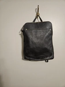 L CREDI Black Pebbled Leather Convertible Backpack Shoulder Bag Handbag Italy - Picture 1 of 7