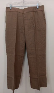 NWT Eddie Bauer Women's Pants Linen Size 10 Mercer Fit Brown Striped Office - Picture 1 of 15