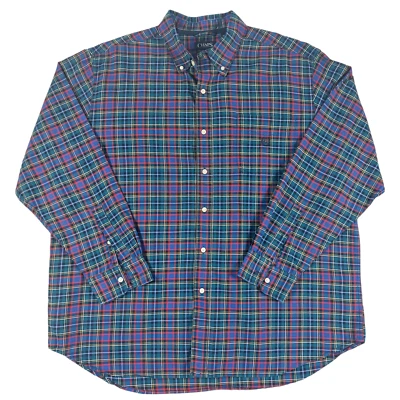 CHAPS Classic Oxford Plaid Sz 2X Men's Button Down Long Sleeve Shirt 100% Cotton - Image 1 of 4