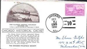 Chicago Historical Cachet Illinois Central Railroad PM Chicago 6. Dezember 1950 - Bild 1 von 1