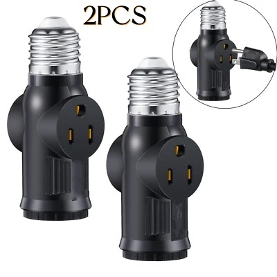 E26/E27 Light Bulb Socket 2/3 Prong Outlet Light Socket to Plug Adapter Convert - Image 1 of 4
