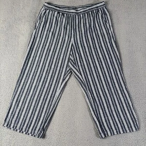 Old Navy High Rise Wide Leg Pants Women XXL 2XL Gray Striped Linen Blend Pull On - Picture 1 of 9