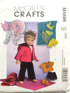 ©2005 McCalls M4896 18 Zoll amerikanisches Mädchen Typ Puppe Muster verschiedene Outfits - ungeschnitten! - Bild 1 von 2