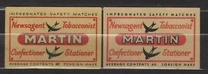 MATCHBOX LABEL UK- Martin Newsagent/Tobacconist x3 type,foreign,40,45,30 -**mint - Picture 1 of 2