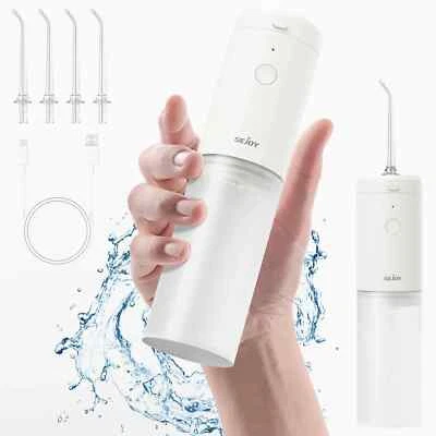 SEJOY Cordless Water Flosser Dental Oral Irrigator Teeth Cleaner 3 Jet Tips WHITE