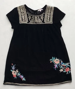 Johnny Was Dress Girls Size 8-9y Embroidered Black Velvet New - Picture 1 of 6