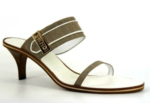 FENDI Womens EU 40 UK 7 Mid Heel Open Toe Italian Designer Sandals Slides Shoes - Picture 1 of 12