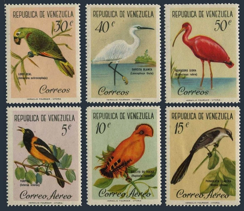 Venezuela 798-800,C776-C778,MNH.Michel 1416-1421. Birds 1961. Parrot,Egret,Ibis, - Image 1 of 1