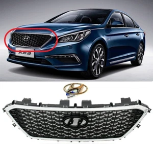 GRILLE FOR SONATA 2015-2016-2017 FRONT BUMPER RADIATOR UPPER CHROME GRILL CENTER - Picture 1 of 12