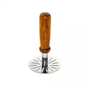Kitchen Stainless Steel Potato Masher Pav Bhaji Masher with Wooden Handle - Picture 1 of 3