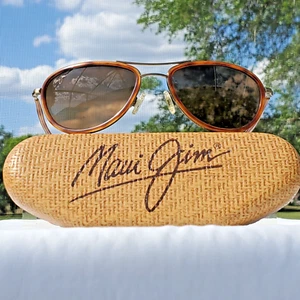 Maui Jim "SMALL KINE" 251-16C Gold+Tortoise Frames/Bronze Lenses {RARE~TITANIUM} - Picture 1 of 24