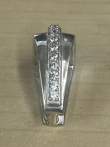 Bail for a Pendant 14x4.5mm Large Charm Connector with CZ stones Silver 925 - Picture 1 of 10