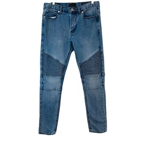 Bullhead Stacked Skinny Jeans Men 30x30 Blue Light Wash Cotton Blend Moto Casual - Picture 1 of 11