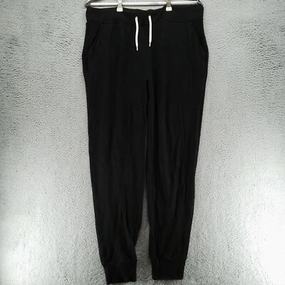 Monrow 柔软黑色运动裤男式 L 32x30 抓绒抽绳锥形踝 — 第 1/4 张图片