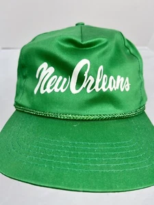 New Orleans Seil Mütze Vintage grün SELTEN verstellbarer Verschluss Reißverschluss 100 % Baumwolle Kappe - Bild 1 von 7