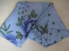 60's 70s Vintage Blue Floral Butterfly Tattoo Cotton Barkcloth Tablecloth Fabric