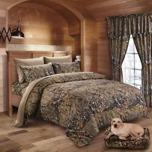 CAL KING 1-TEILIGE BRAUNE TARNFARBENE BETTDECKE!! NATURAL FOREST CAMOUFLAGE WESTERN 104"x 94" - Bild 1 von 3