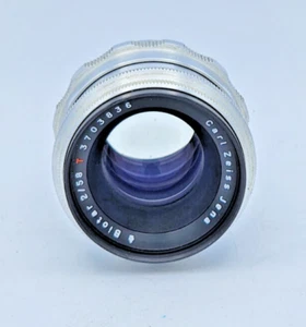 Carl Zeiss Jena Biotar Exa 2/58 58mm F2 RED T Exakta Lens Silver 12-BLADES - Picture 1 of 13