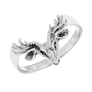 Silverly Argent Sterling Animal Cerf Mâle Ramure Triangle Anneau Bague - Imagen 1 de 8