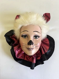 Vintage Katze handbemalt menschliches Gesicht Wandkunst Dekor Porzellan Broadway Katzen Stil - Bild 1 von 3