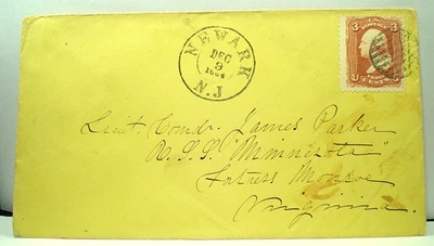 Civil War USS MINNESOTA Naval Cover FORTRESS MONROE VA Commander JAMES PARKER - Image 1 of 2