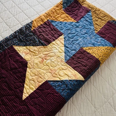 Edredón estrella patchwork hecho a mano - 70” x 70” - NUEVO - Colores modernos brillantes. Foto 1 de 4
