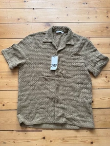 Cool ZARA Crochet Vacation Shirt Open Collar Large Ibiza Holiday - Picture 1 of 5