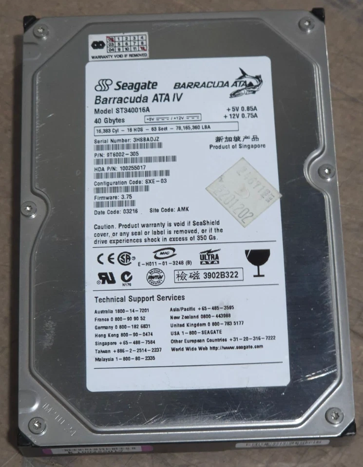 Seagate ST340016A 9T6002-305 Barracuda ATA IV 40GB 7200RPM 2MB 3.5" Internal HDD - Image 1 of 4