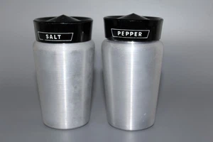 Vintage Spun Aluminum Salt and Pepper Shakers 4" Tall - Picture 1 of 4