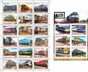 Foglio francobolli+blocco ALCO treno società locomotive 2020 Ossezia del Sud 2020 - Foto 1 di 1