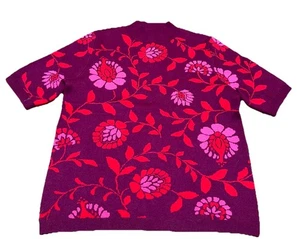 NWT Ann Taylor Women's Floral Jacquard Knit Sweater Tee Pullover Women’s M Plum - Picture 1 of 6