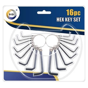 16pc Hex Keys Set W/ 2 Key Ring Holder 8 Sizes 1.5" to 6" Inch  L Keys Allen Key - Picture 1 of 3