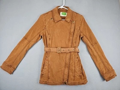 Chaqueta de moto Anthropologie Everyday con cinturón para mujer talla pequeña marrón Foto 1 de 4